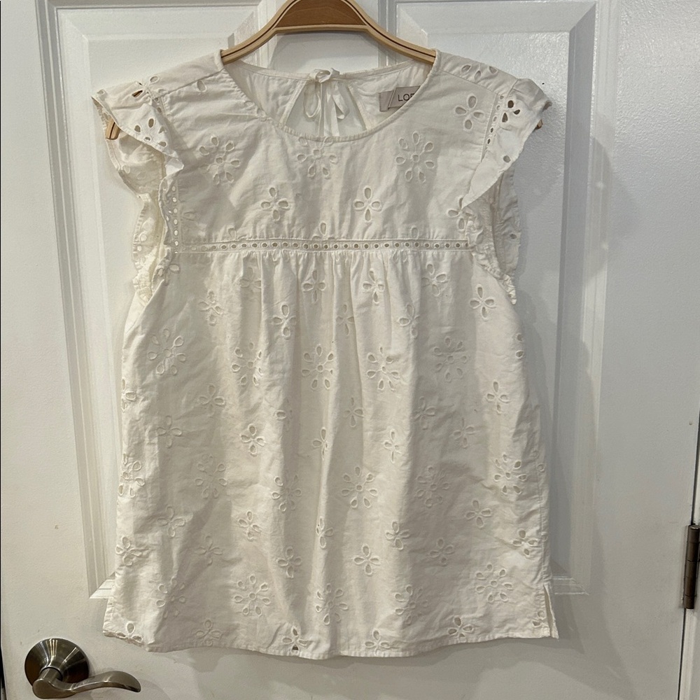 LOFT White Floral Eyelet Kids Dress